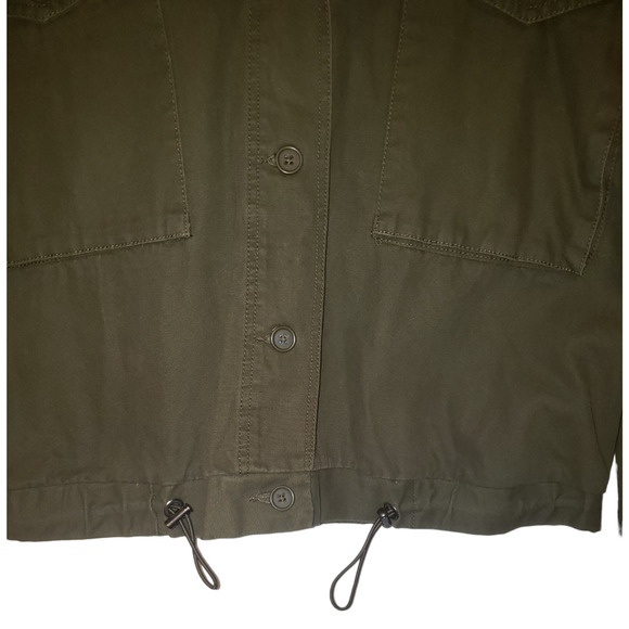 No Boundaries Army Green Utility Denim Jacket XL Y2K Stretch Waist Cargo Style - Picture 4 of 8